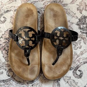 Tory Burch Black Sandals with Cutout Design